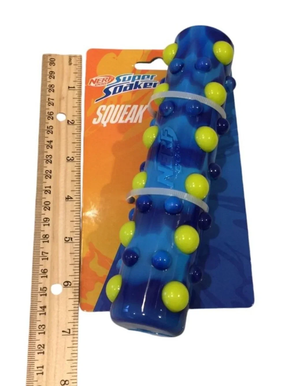 Nerf Dog Super Soaker Squeak Blue Lime Green Bumpy Texture 7